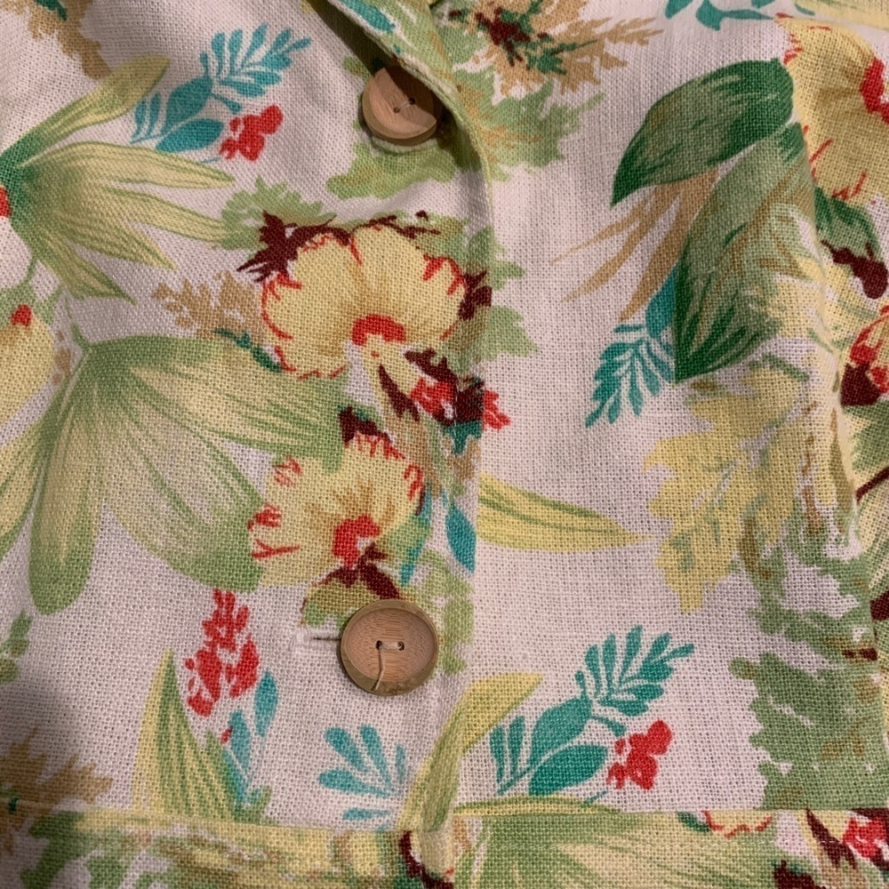 COLDWATER Creek Linen Blend Floral Embroidered Blazer Jacket Size Petite Medium - Picture 4 of 8